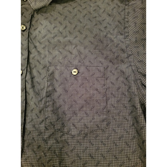 Calvin Klein Mens Short Sleeve Button Down Shirt Blue Grid Pattern Size L - Picture 7 of 8